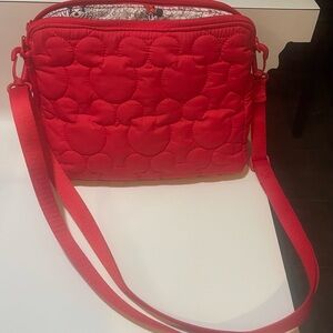 Vera Bradley Disney Quilted Nylon Triple Compartment Crossbody Bag in red